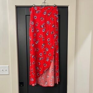 Express Vibrant Red Patterned Maxi Skirt